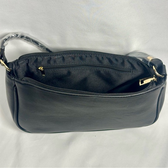 Women’s Chic Black Shoulder Bag with Gold Accents - Picture 3 of 6